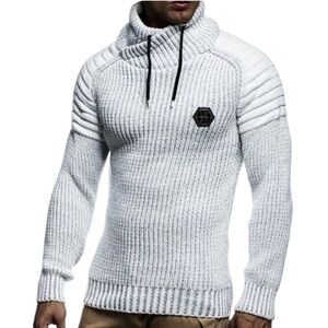 Leif Nelson Knitted Pullover Slim Fit Sweatshirt Sweater Shawl Collar Size XXL
